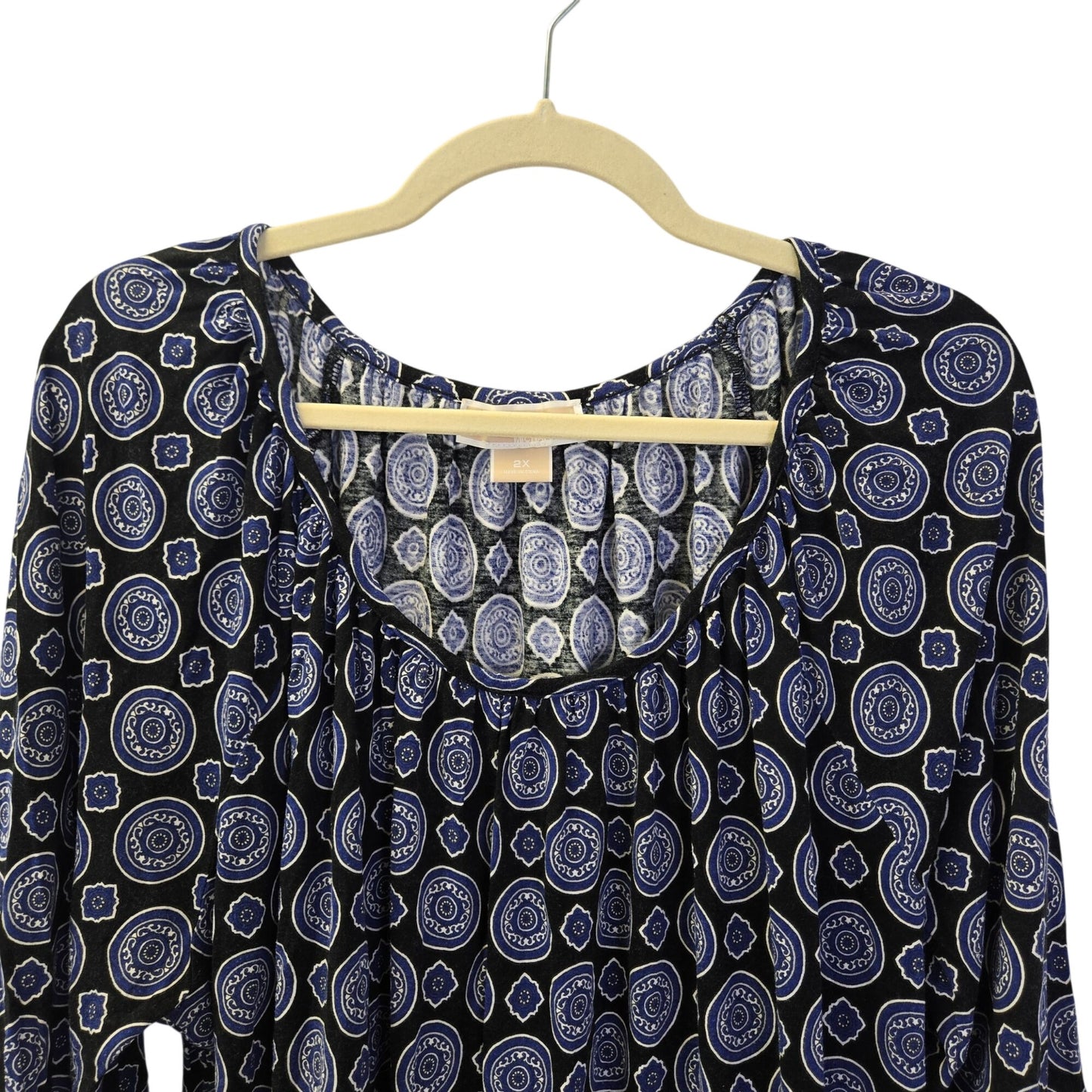 Michael Michael Kors Graphic Print 3/4 Sleeve Blouse Size 2X