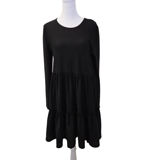 Zara Textured Long Sleeve Tiered Dress Size Medium