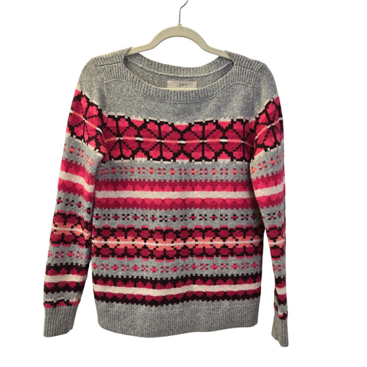 Loft Wool Blend Snowflake Print Crewneck Sweater Size Medium