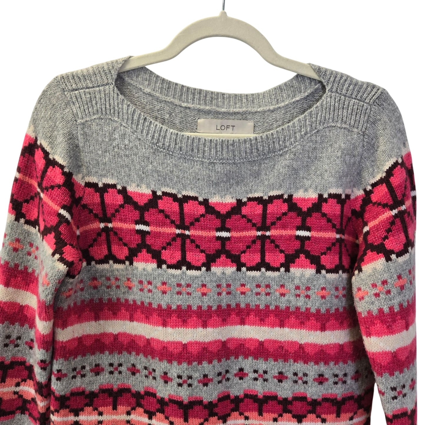 Loft Wool Blend Snowflake Print Crewneck Sweater Size Medium
