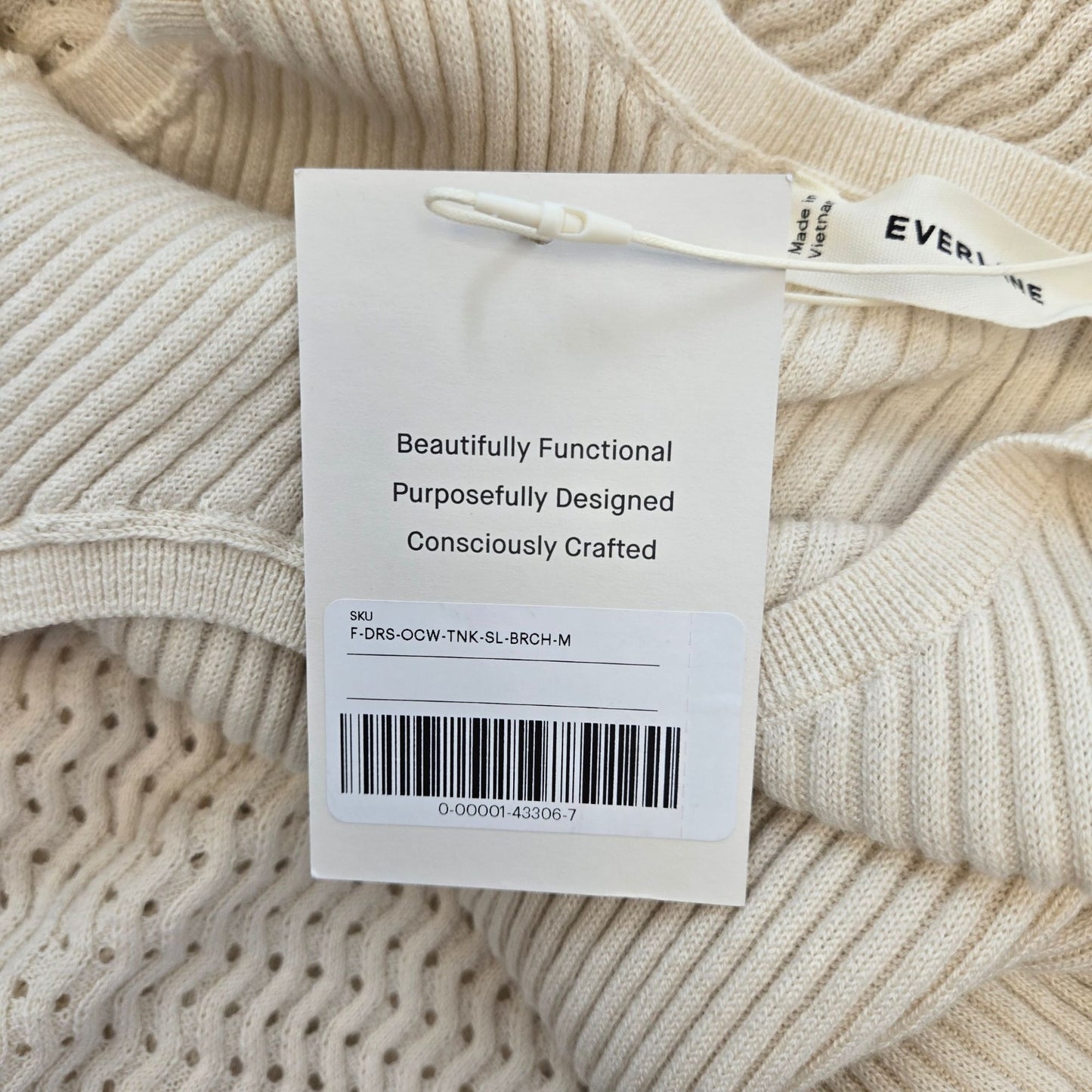 NWT Everlane Crochet Knit Tank Dress in Birch Size Medium