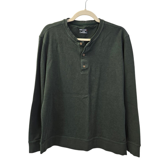 UNTUCKit Cotton & Viscose Blend Olive Green Henley Sweatshirt Size Large