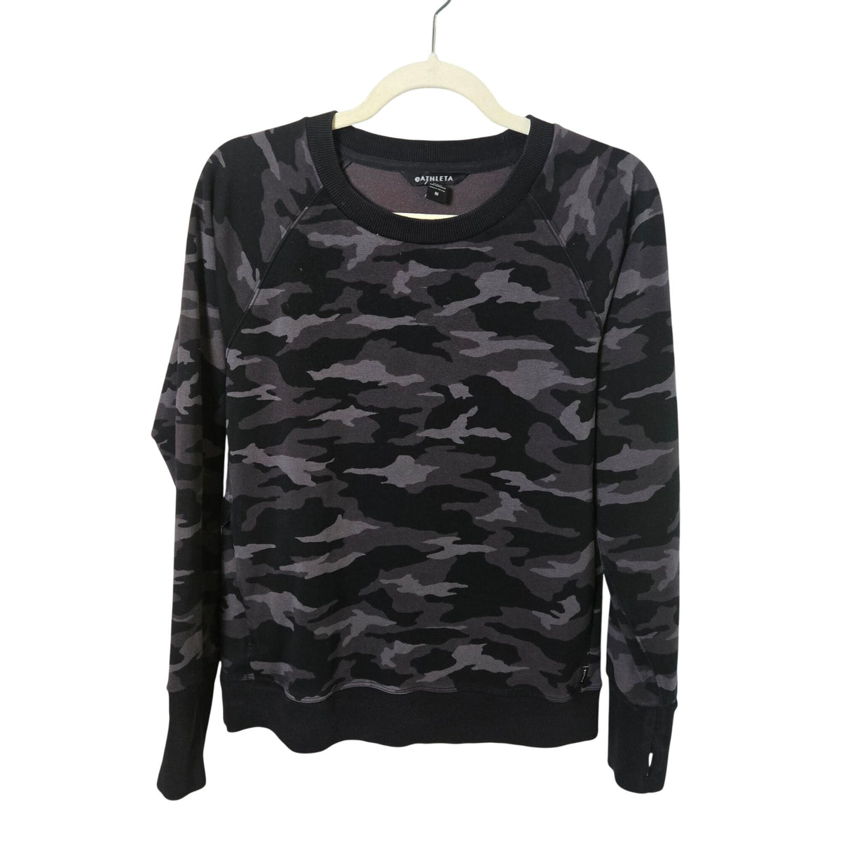 Athleta Triumph Camo Crewneck Sweatshirt with Zip Pockets Size Medium