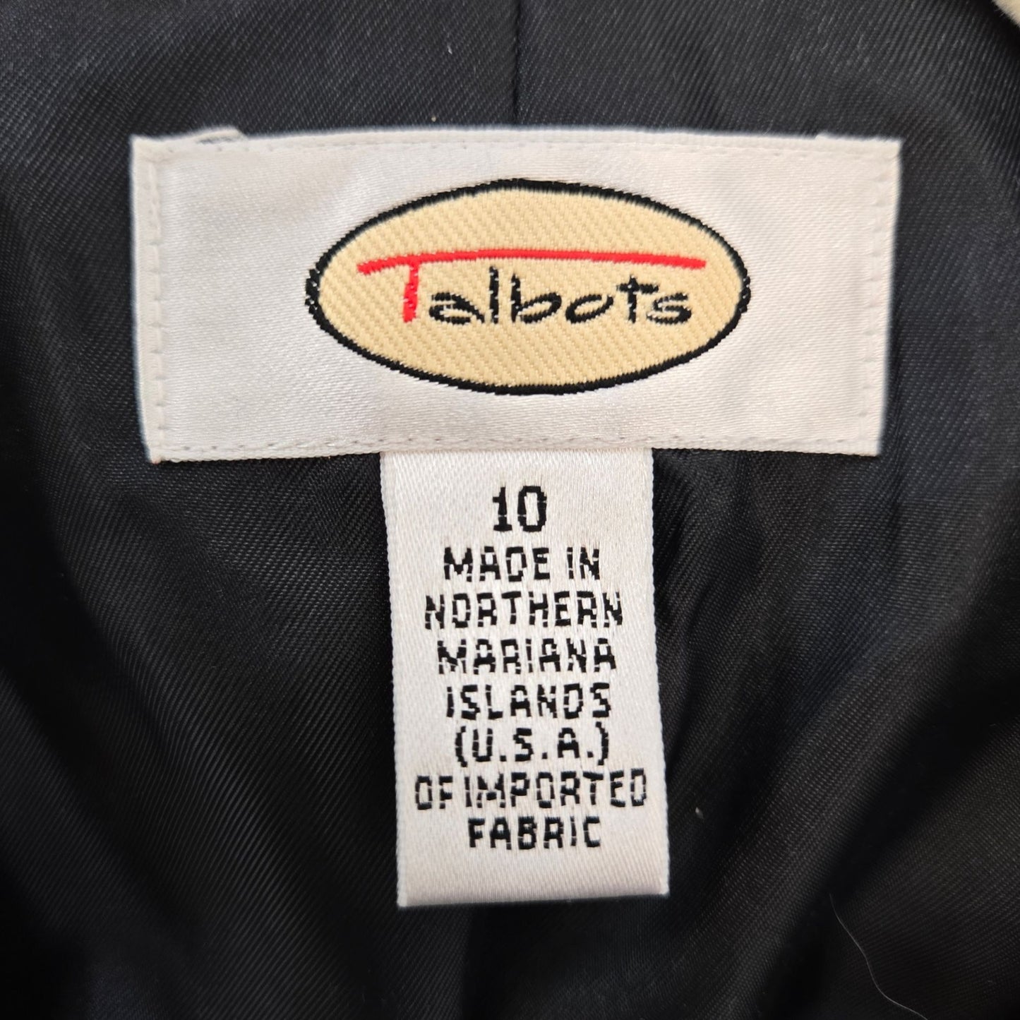Talbots 100% Wool Three Button Black Blazer Jacket Size 10