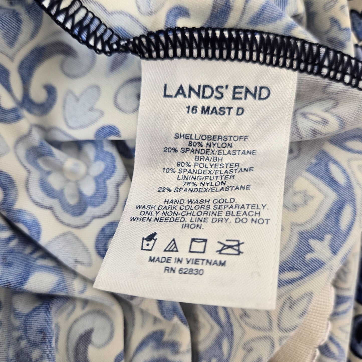 Lands' End Floral Padded Tankini Swim Top Size 16