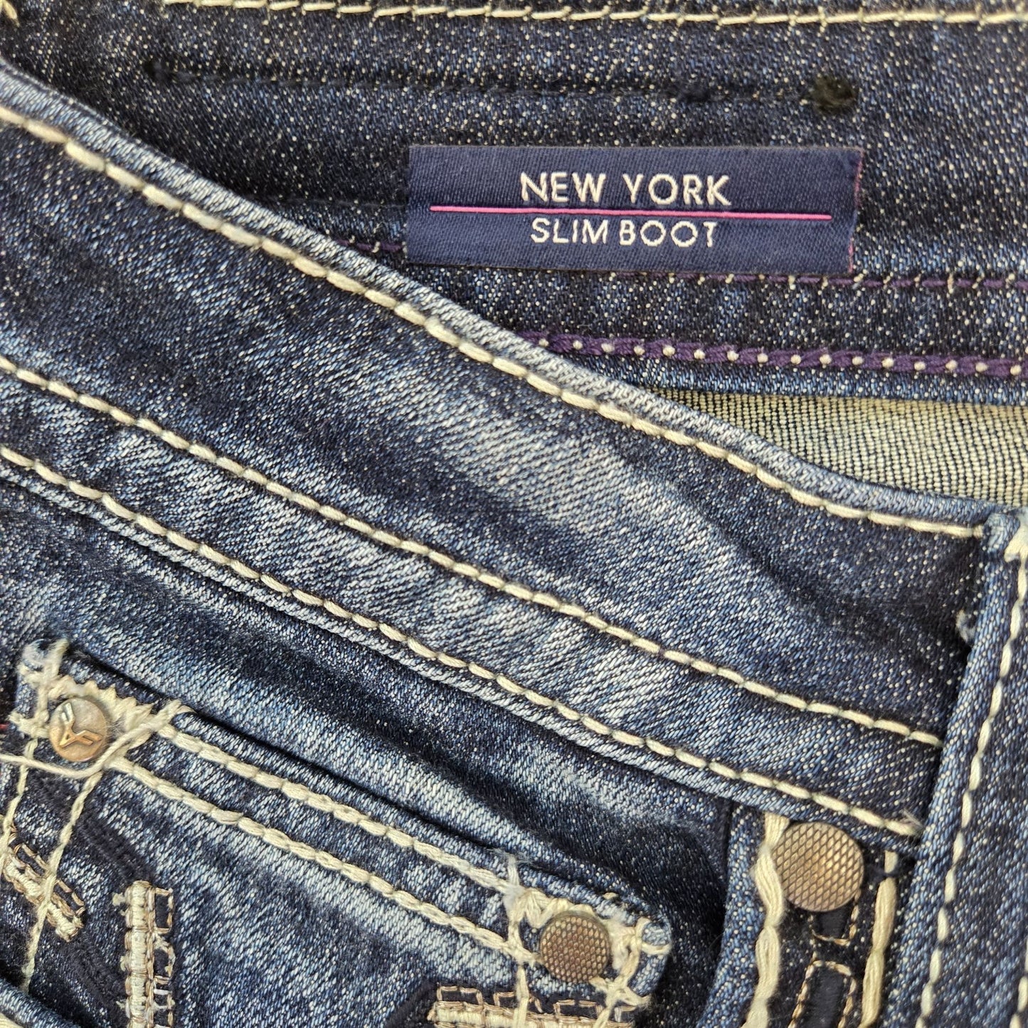 Vigoss New York Slim Bootcut Whipstitch Jeans Size 10