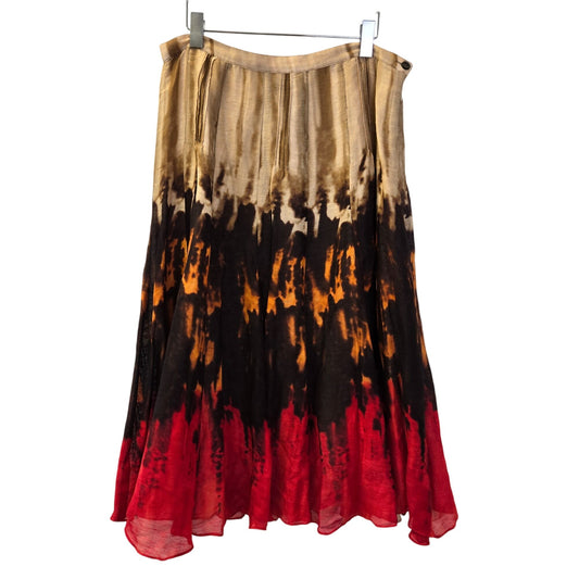 Jones New York Linen & Silk Blend Tie Dye Midi Skirt Size 12