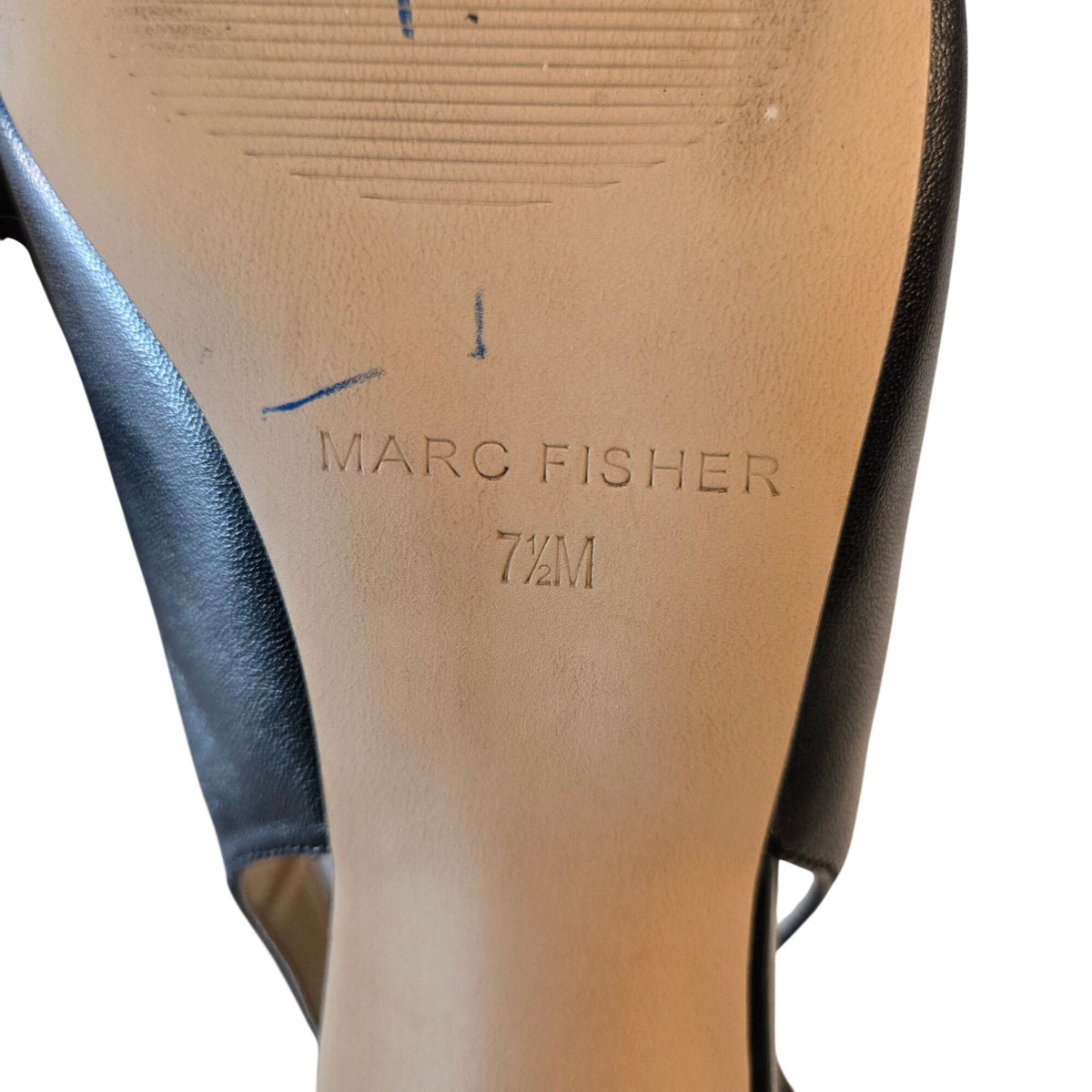Marc Fisher Leather Pointed Toe Slingback Kitten Heel Sandals Size 7.5