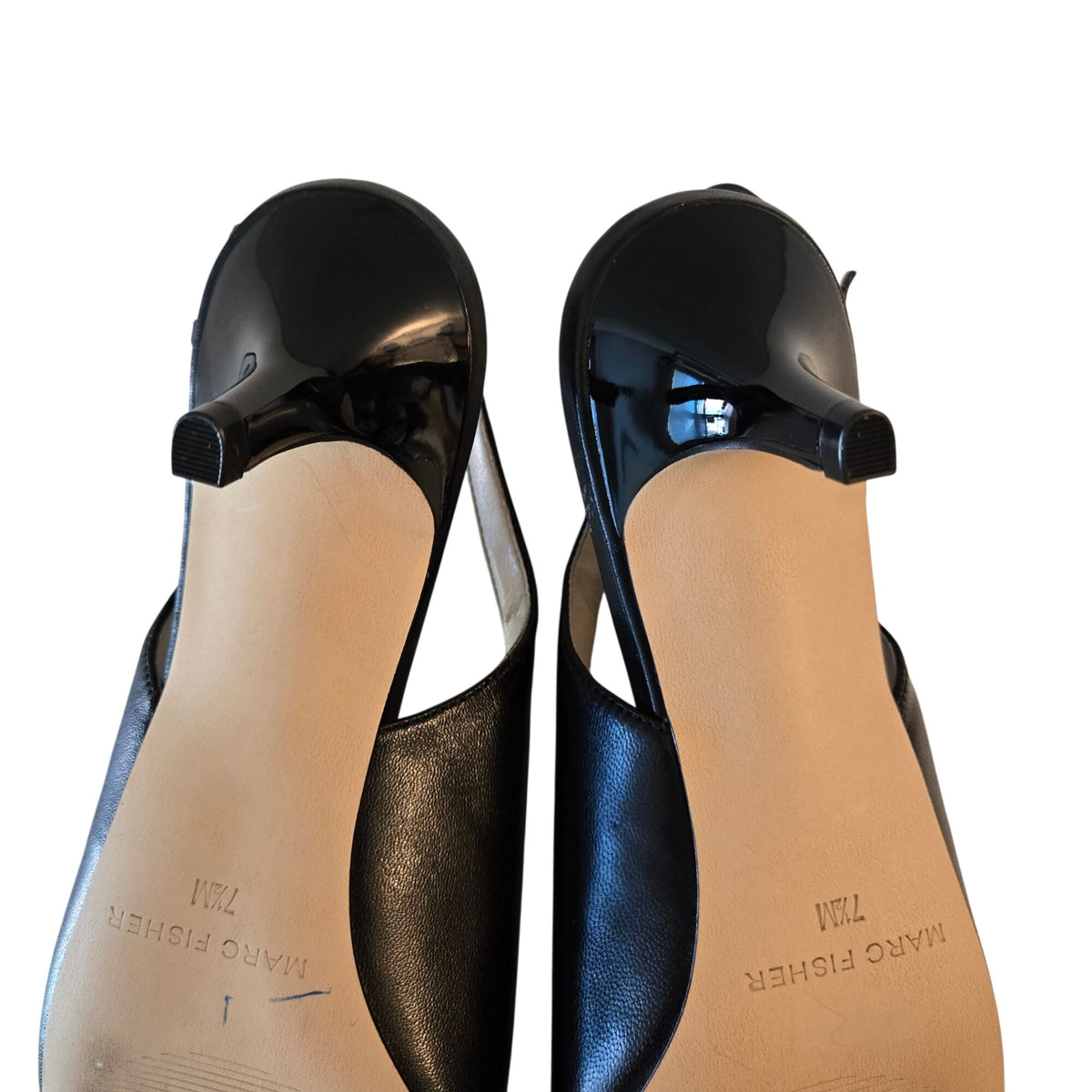 Marc Fisher Leather Pointed Toe Slingback Kitten Heel Sandals Size 7.5