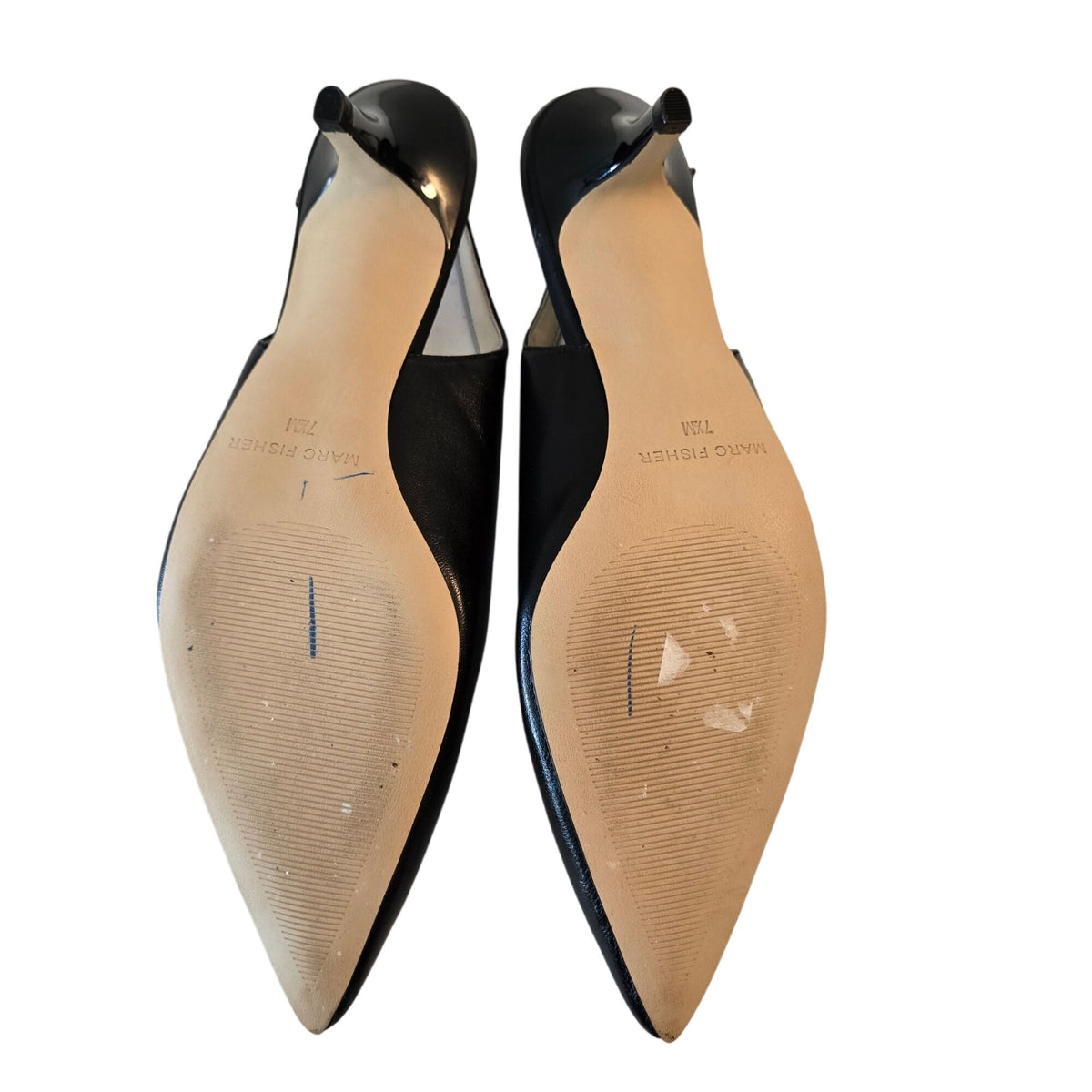 Marc Fisher Leather Pointed Toe Slingback Kitten Heel Sandals Size 7.5