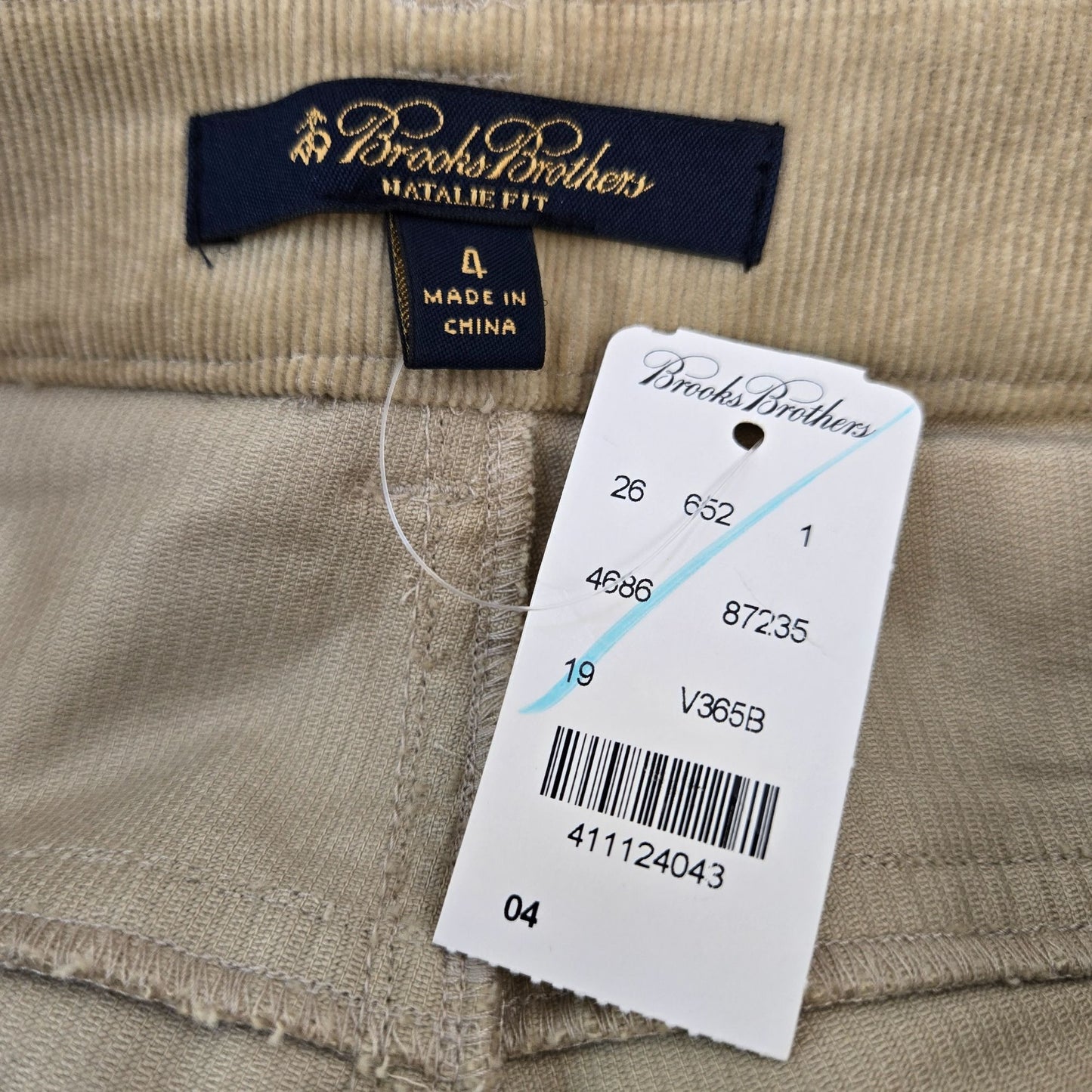 NWT Brooks Brothers Natalie Fit Micro-Corduroy Pants Size 4
