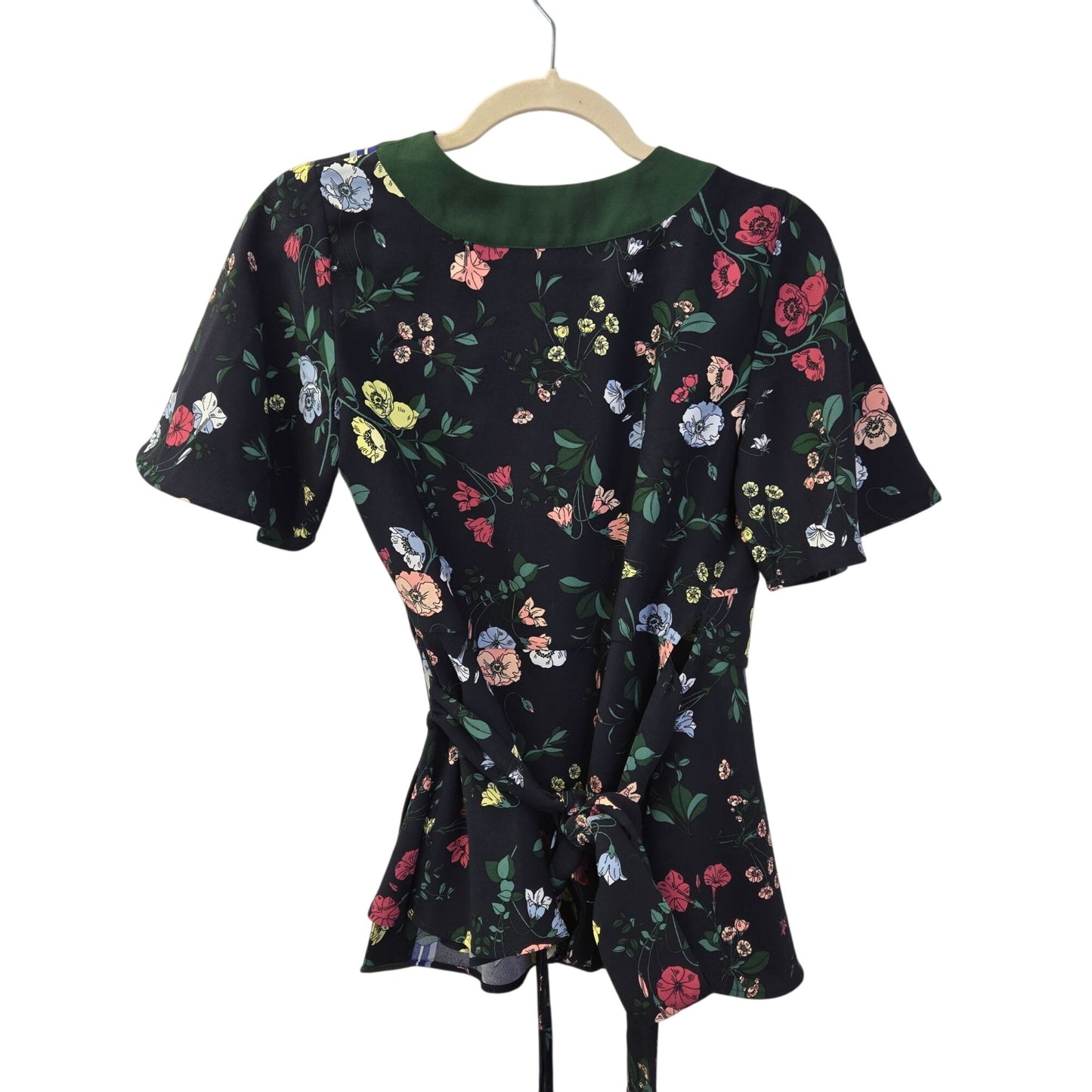 Ann Taylor Floral Flutter Sleeve Kimono Sleeve Wrap Top Size XS