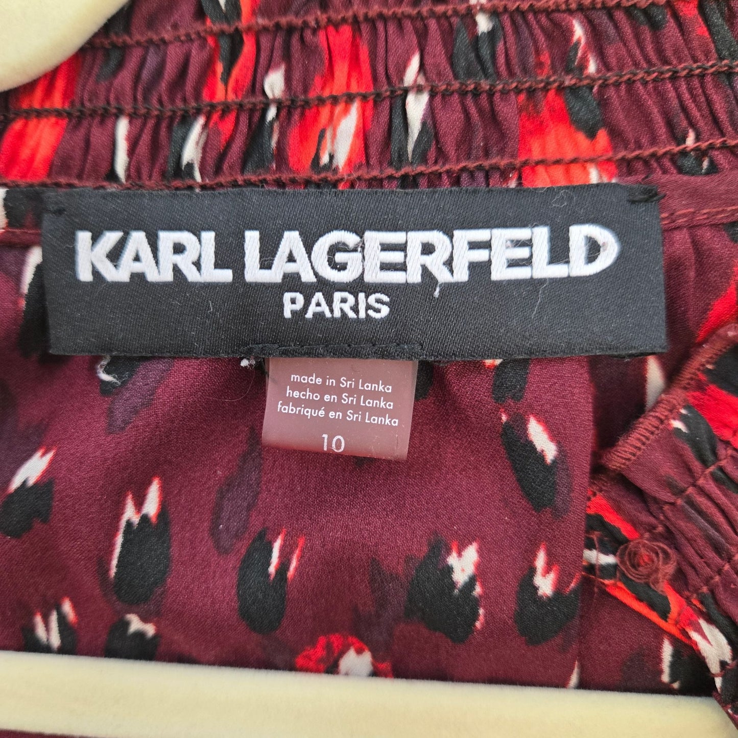 Karl Lagerfeld Watercolor Animal Print Smocked Waist Dress Size 10