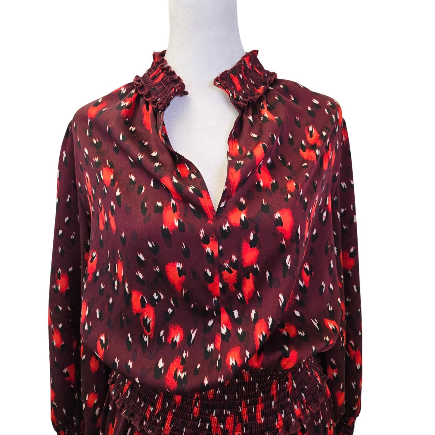 Karl Lagerfeld Watercolor Animal Print Smocked Waist Dress Size 10