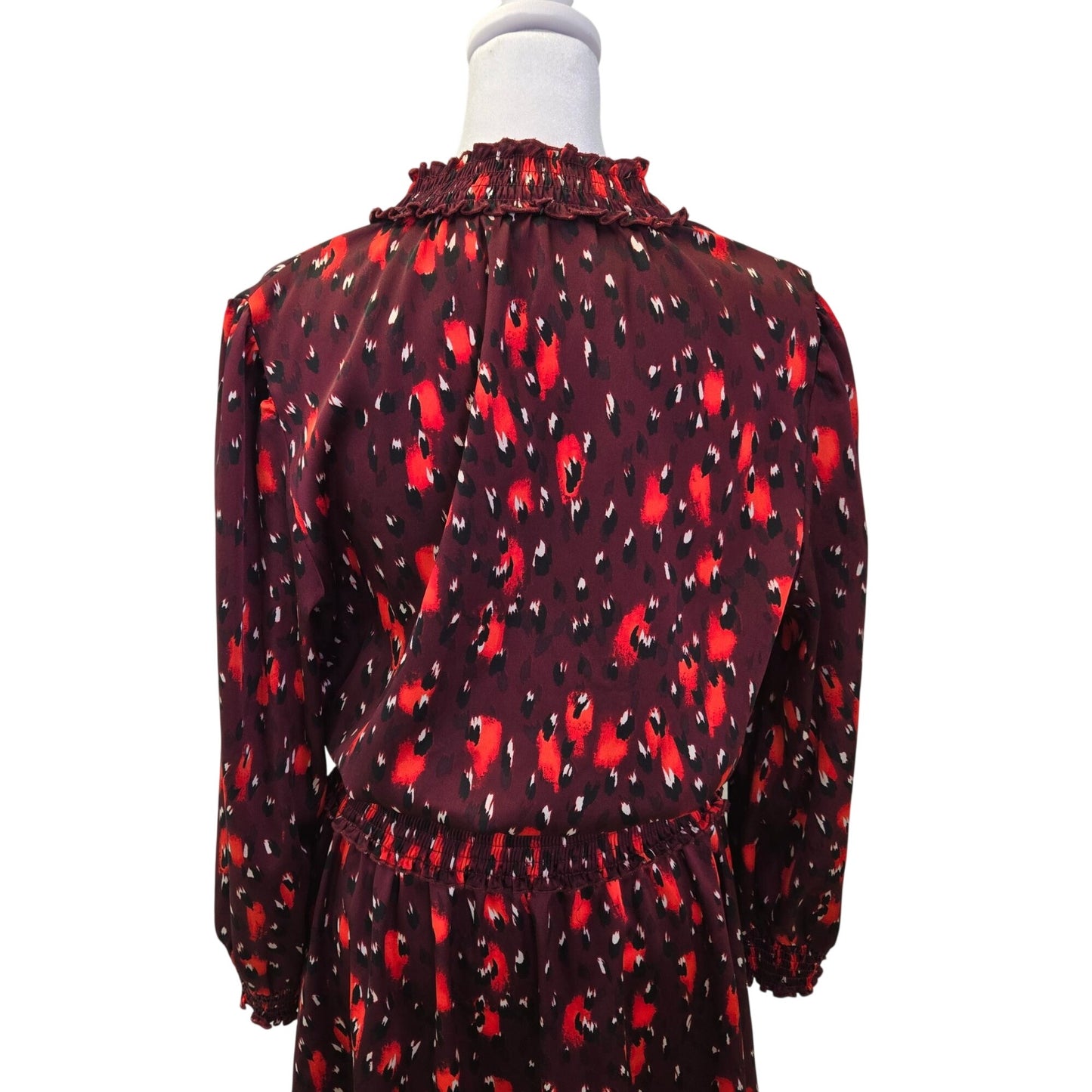 Karl Lagerfeld Watercolor Animal Print Smocked Waist Dress Size 10