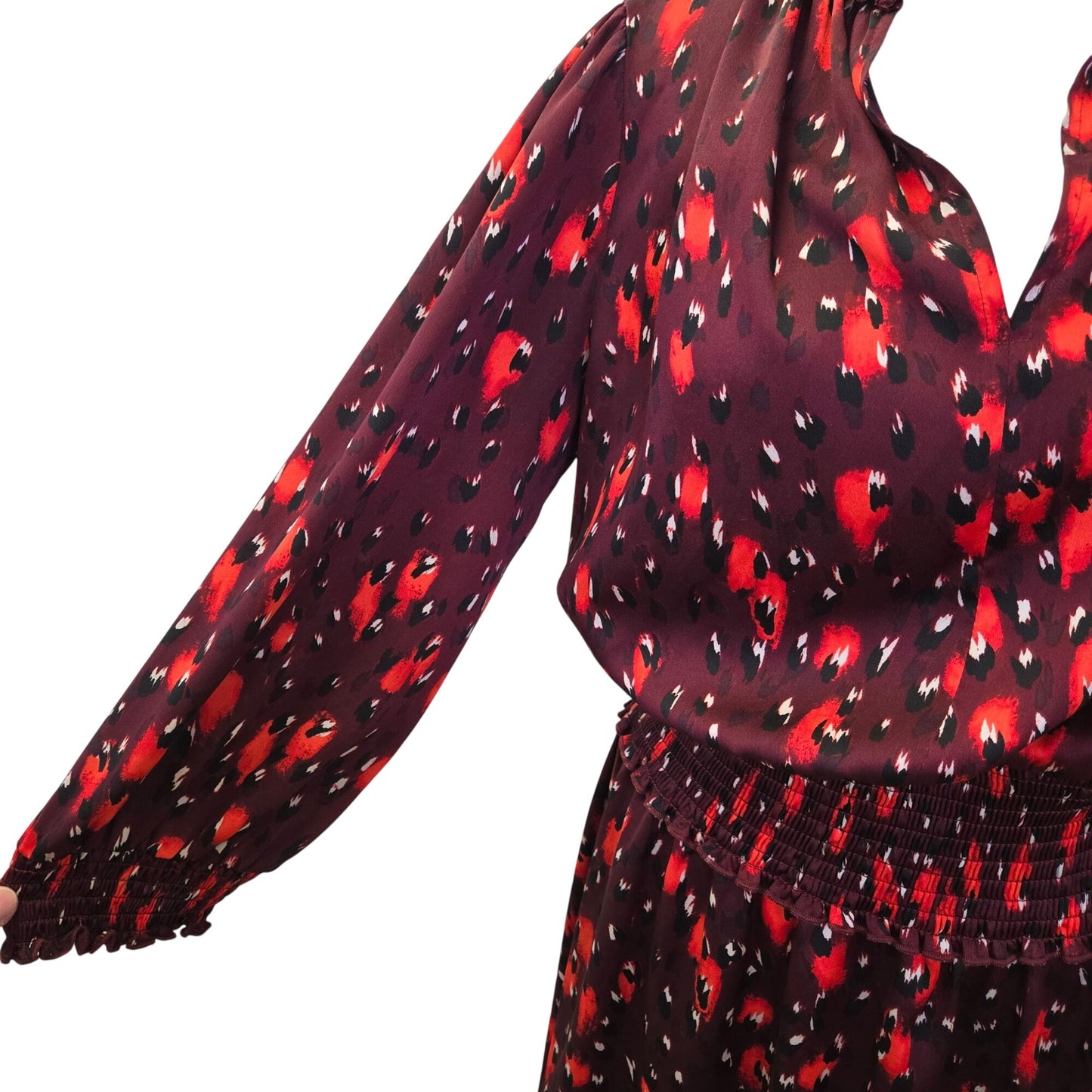 Karl Lagerfeld Watercolor Animal Print Smocked Waist Dress Size 10