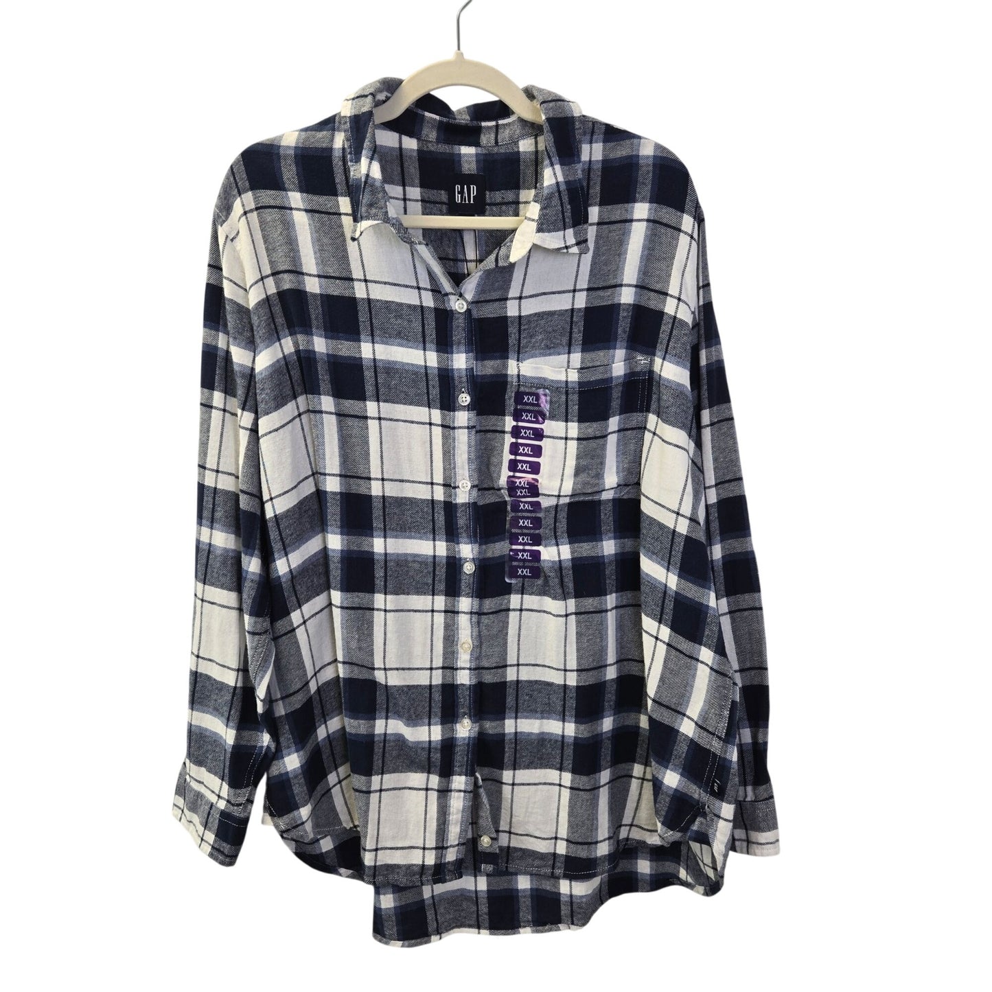 NWT Gap Plaid Boyfriend Flannel Button Down Shirt Size XXL
