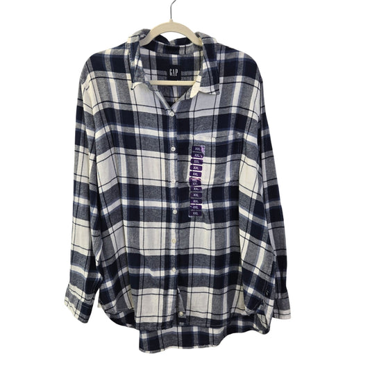 NWT Gap Plaid Boyfriend Flannel Button Down Shirt Size XXL
