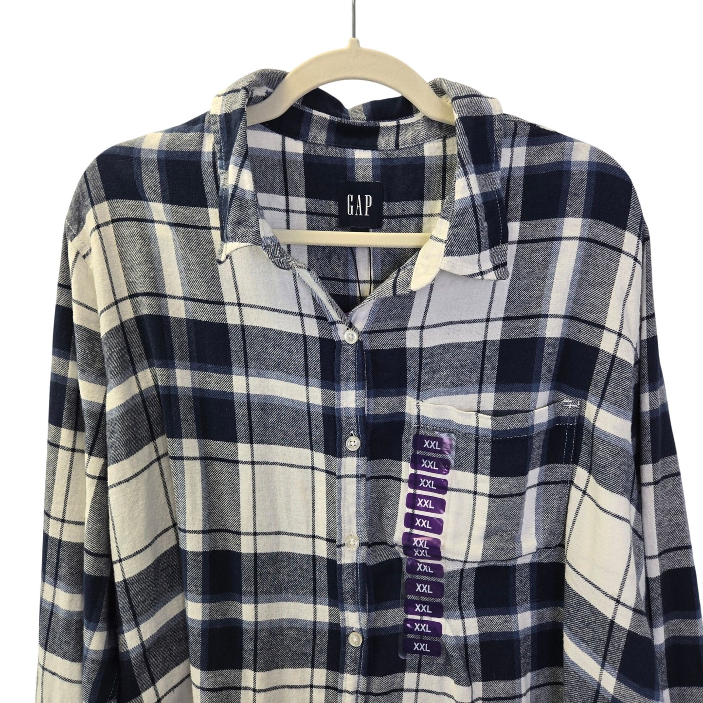 NWT Gap Plaid Boyfriend Flannel Button Down Shirt Size XXL