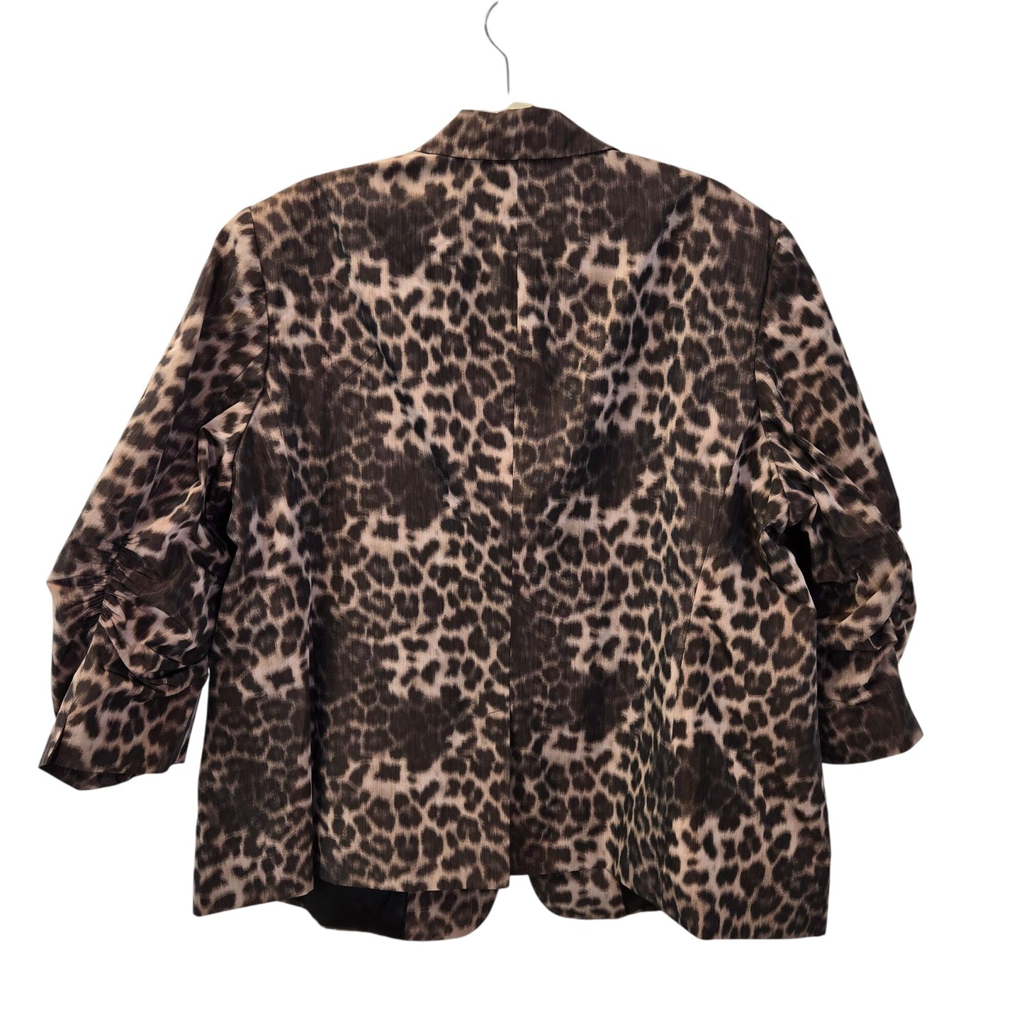 NWT Calvin Klein Leopard Print Ruched Sleeve One Button Jacket Size 2XL