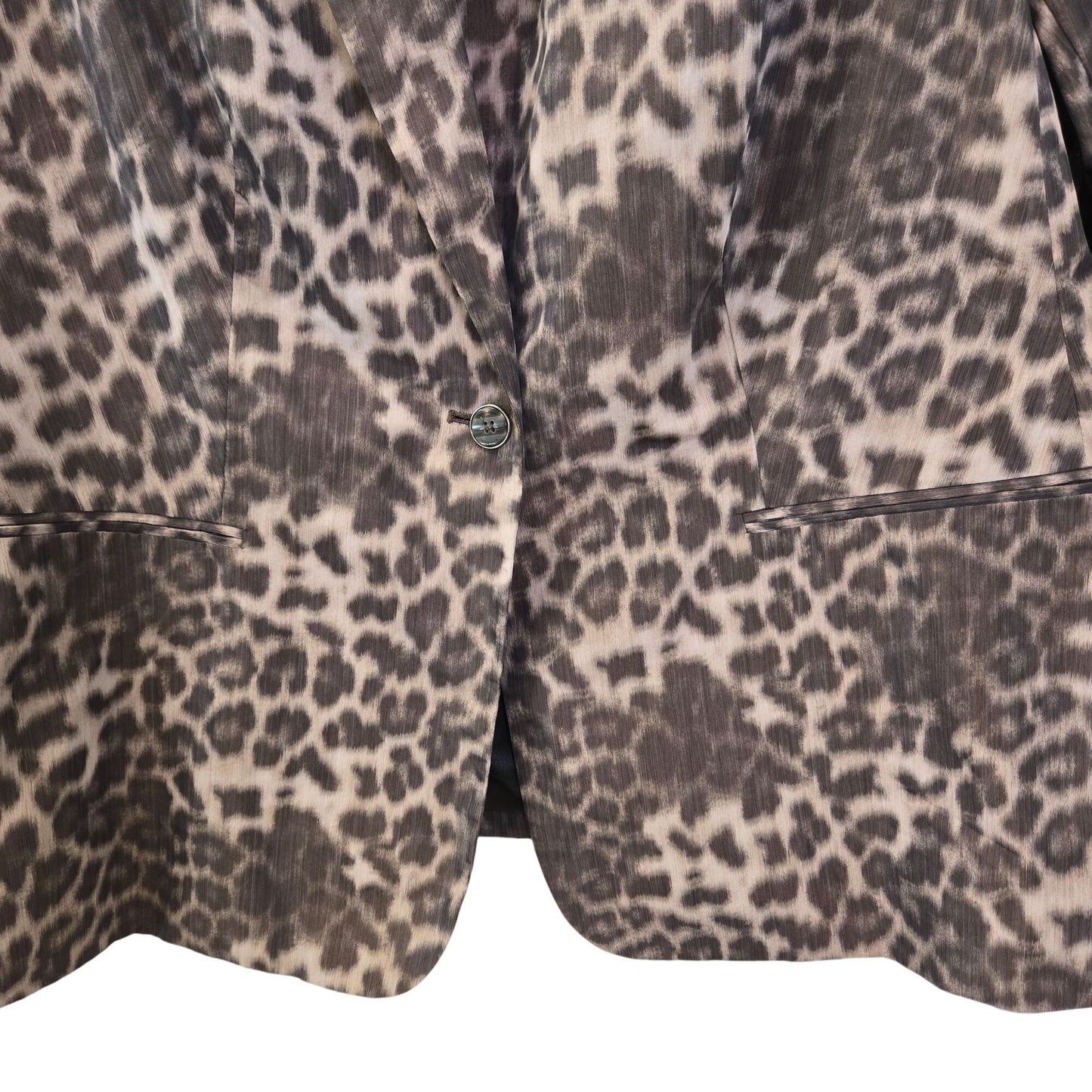 NWT Calvin Klein Leopard Print Ruched Sleeve One Button Jacket Size 2XL