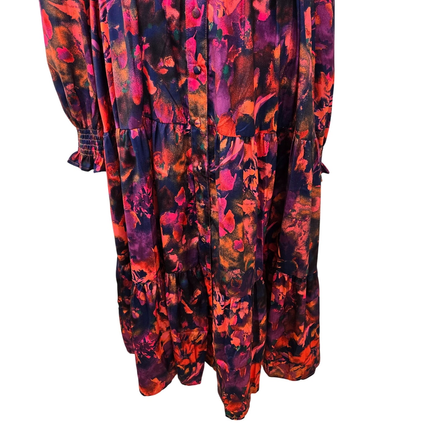 NWT Avara Bailey Floral Tiered Hem Boho Midi Dress Size Large *Missing Belt*