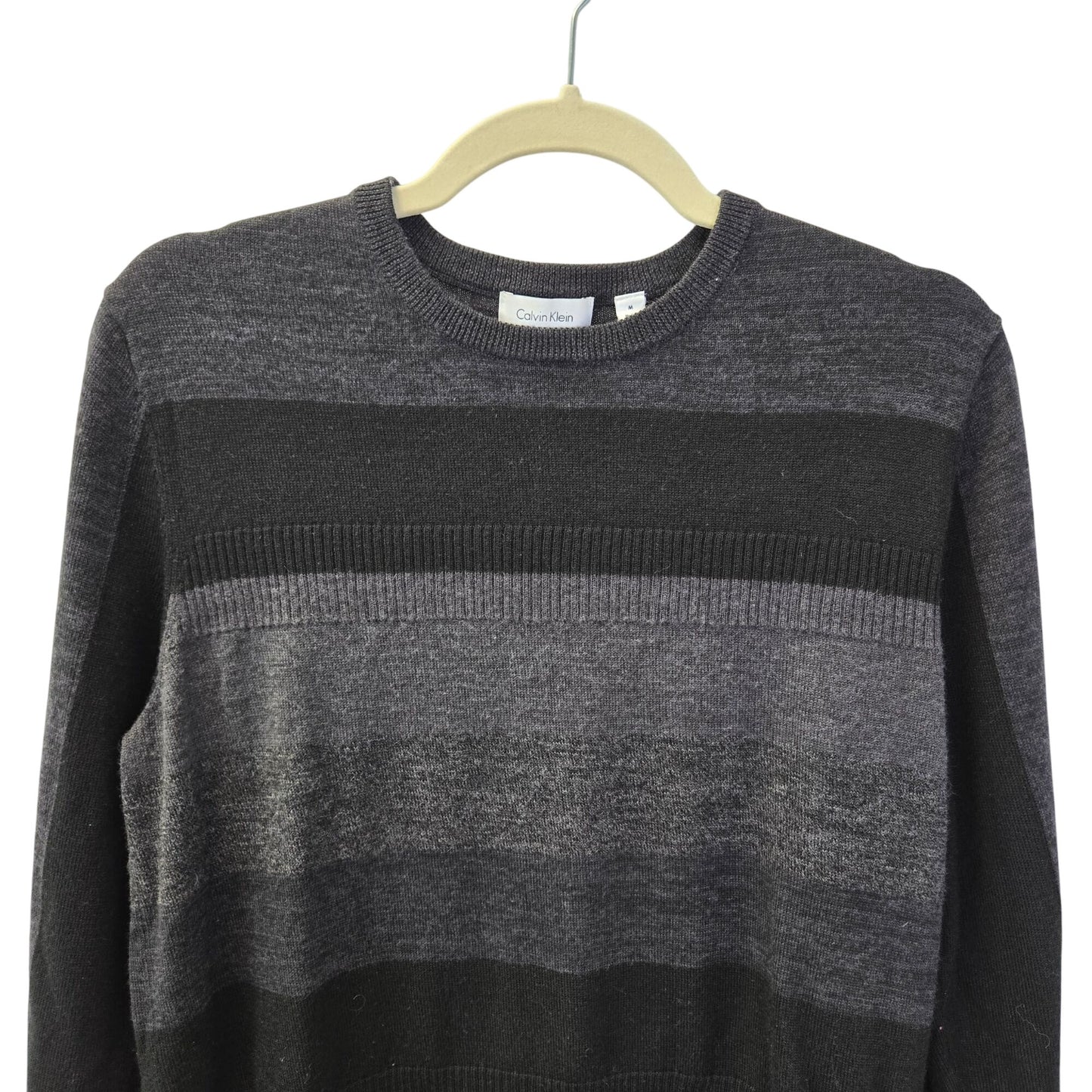 Calvin Klein Wool Blend Striped Crewneck Sweater Size Medium