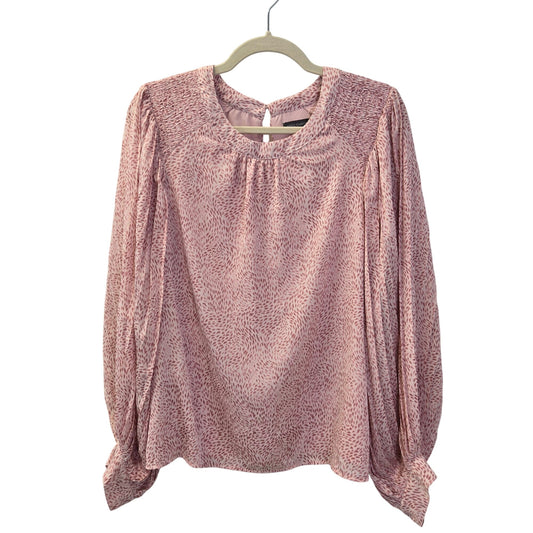 Vince Camuto Graphic Print Pleated Bell Sleeve Blouse Size Large