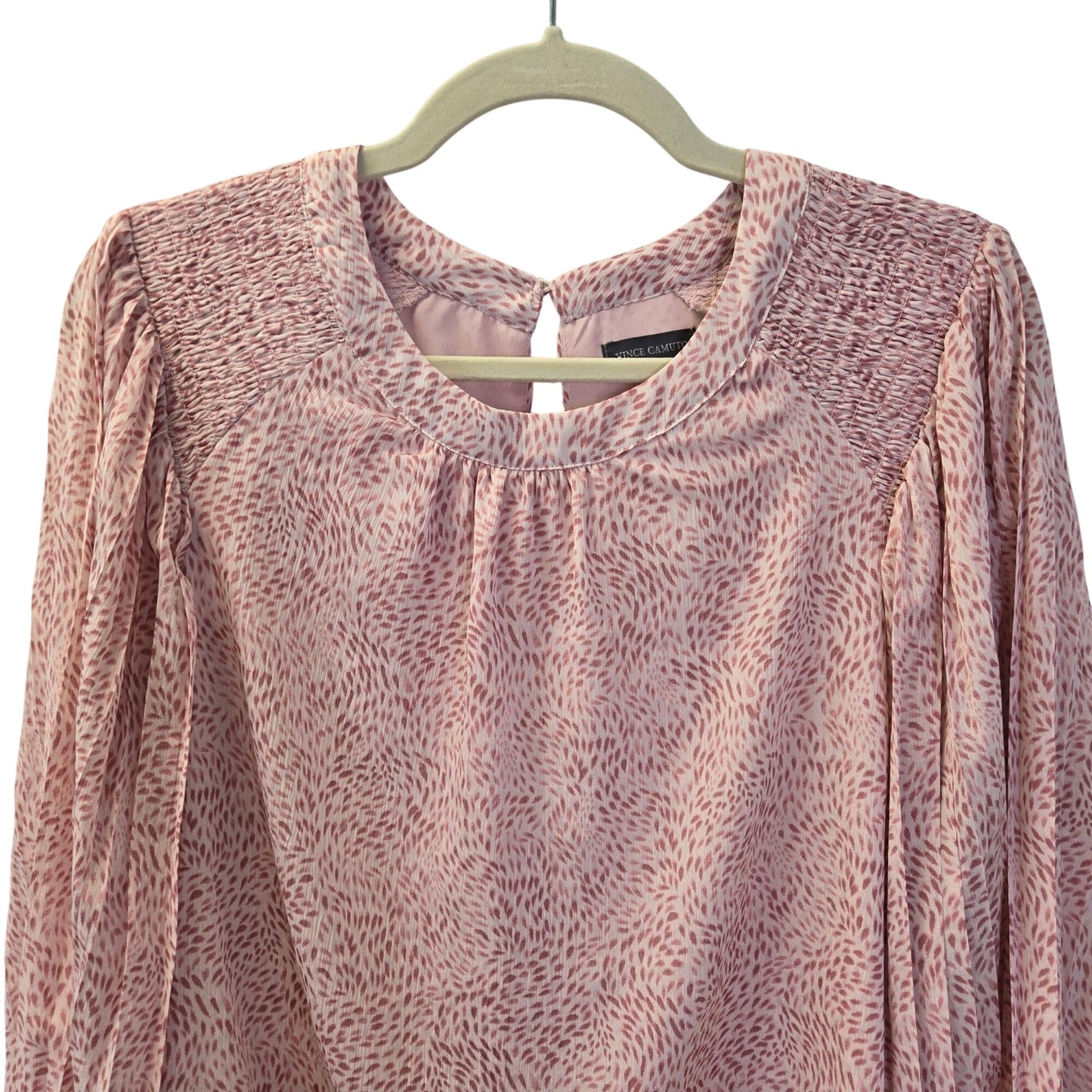 Vince Camuto Graphic Print Pleated Bell Sleeve Blouse Size Large