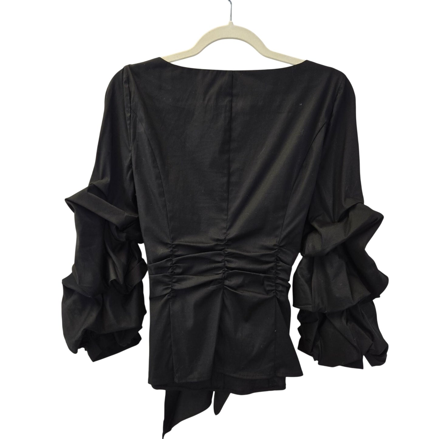 White House Black Market Ruffle Sleeve Tie Waist Top Size 6
