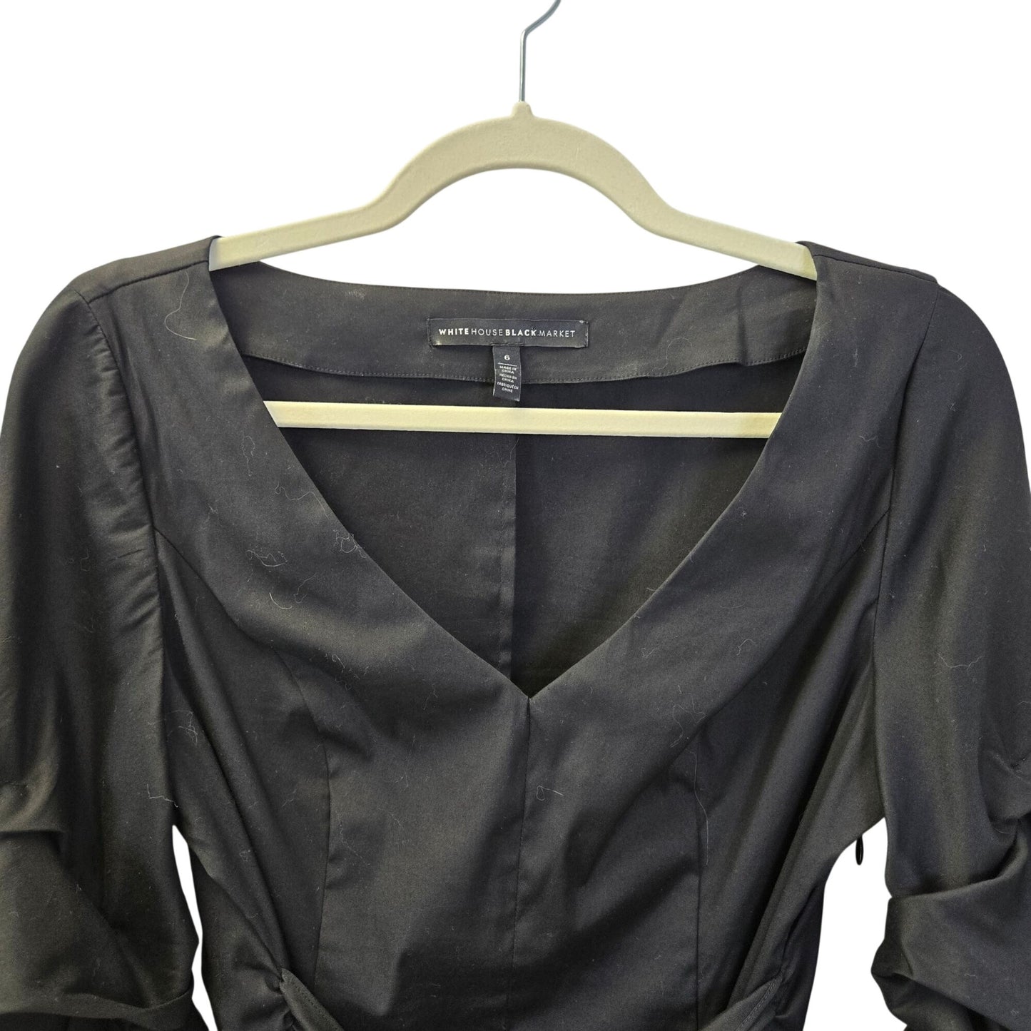 White House Black Market Ruffle Sleeve Tie Waist Top Size 6