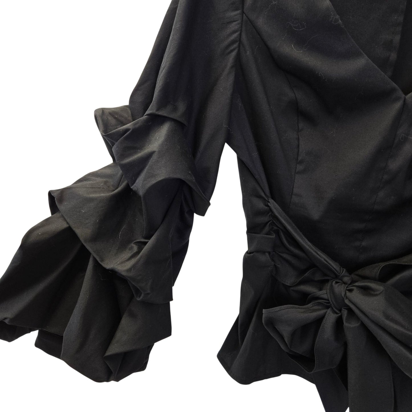 White House Black Market Ruffle Sleeve Tie Waist Top Size 6