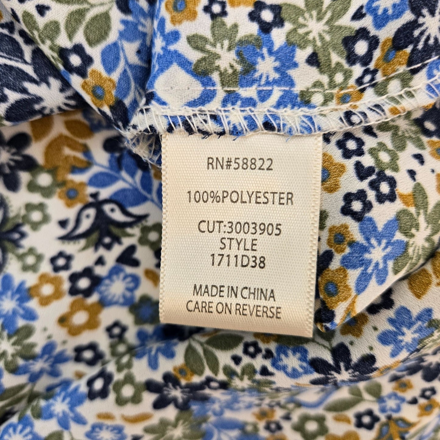 Max Studio Floral Faux Wrap Bodice Smocked Blouse Size Small