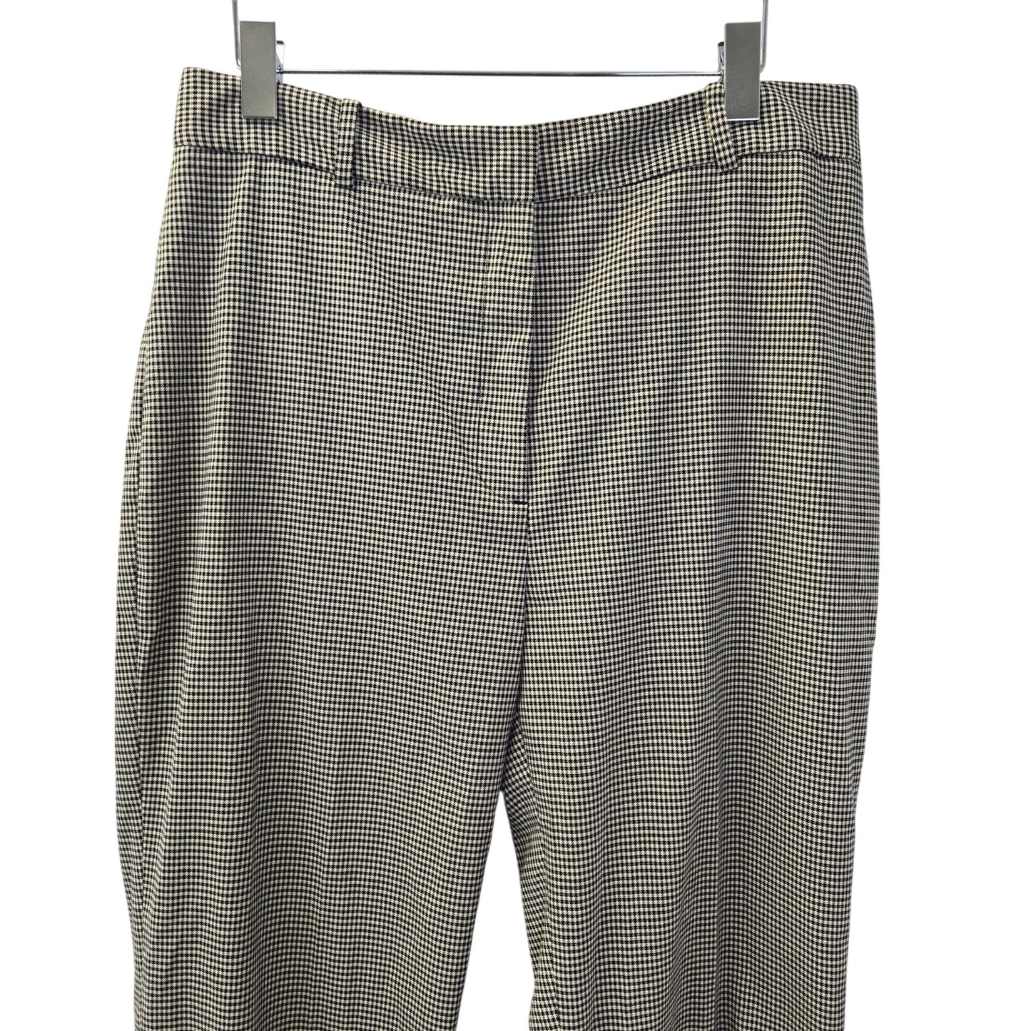 Zara High Rise Houndstooth Print Split Hem Flare Trouser Pants Size XL