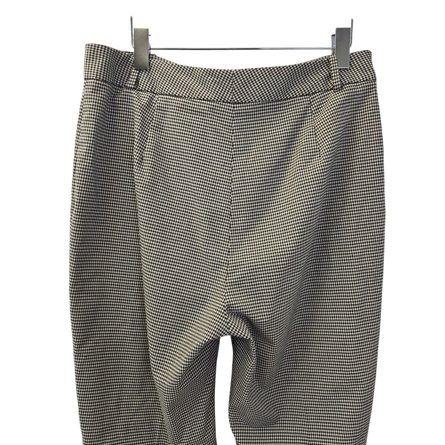 Zara High Rise Houndstooth Print Split Hem Flare Trouser Pants Size XL