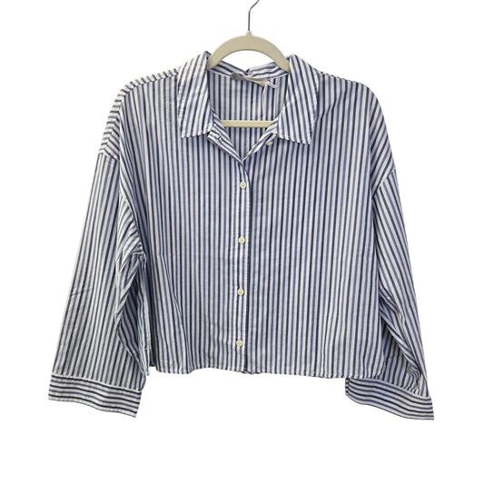 NWT Everlane The Woven Button Down PJ Top Cotton Blue Stripes Size Small