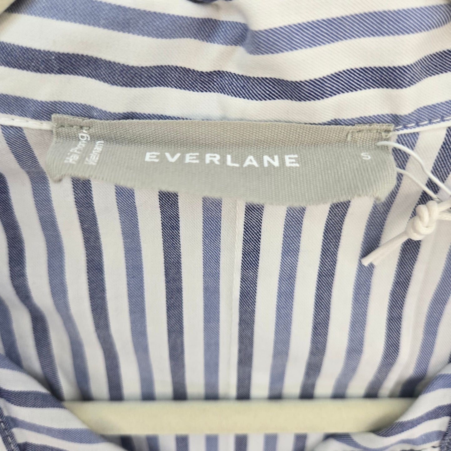 NWT Everlane The Woven Button Down PJ Top Cotton Blue Stripes Size Small