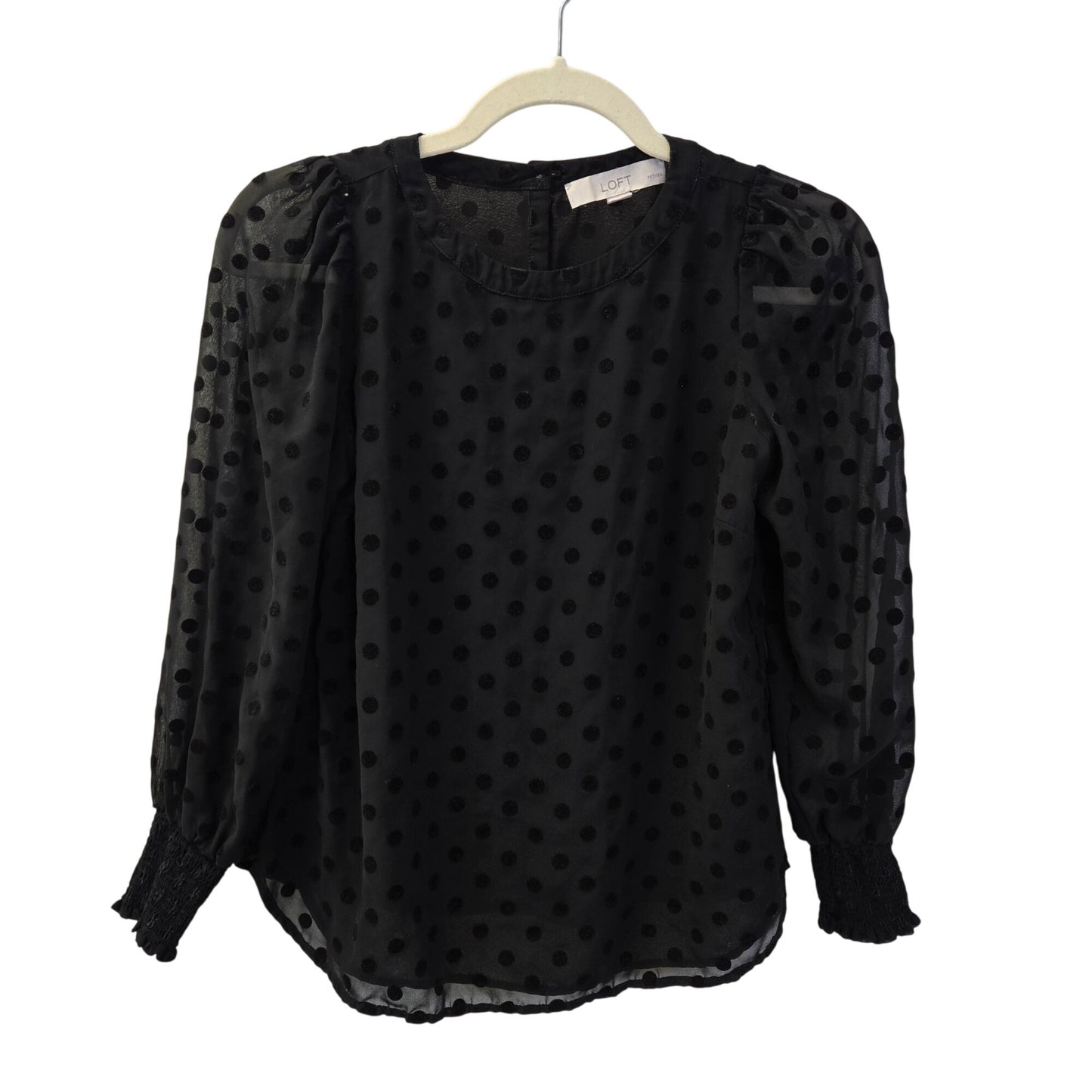 Loft Velvet Polka Dot Puff Sleeve Blouse Size XXSP/XSP