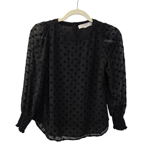 Loft Velvet Polka Dot Puff Sleeve Blouse Size XXSP/XSP