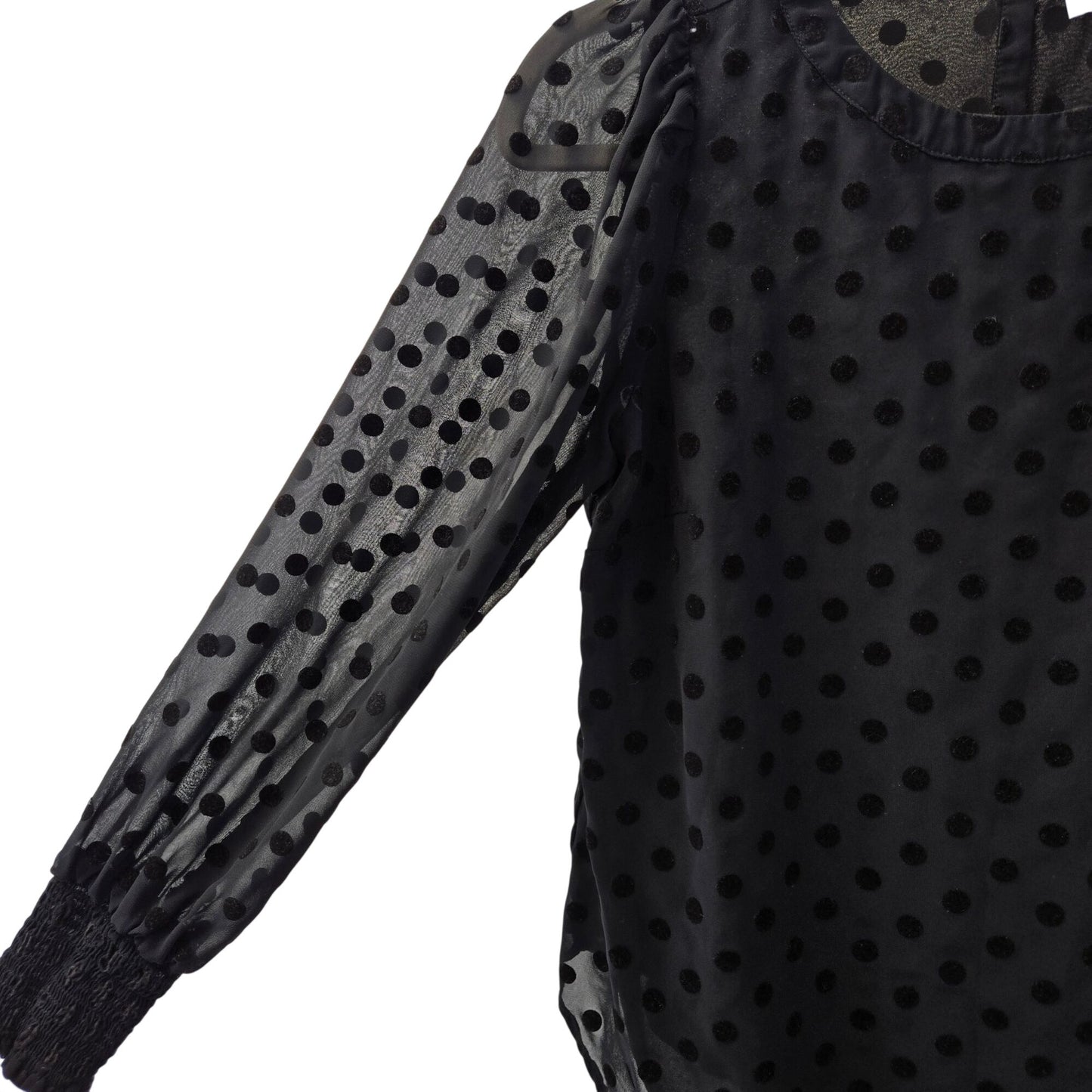 Loft Velvet Polka Dot Puff Sleeve Blouse Size XXSP/XSP