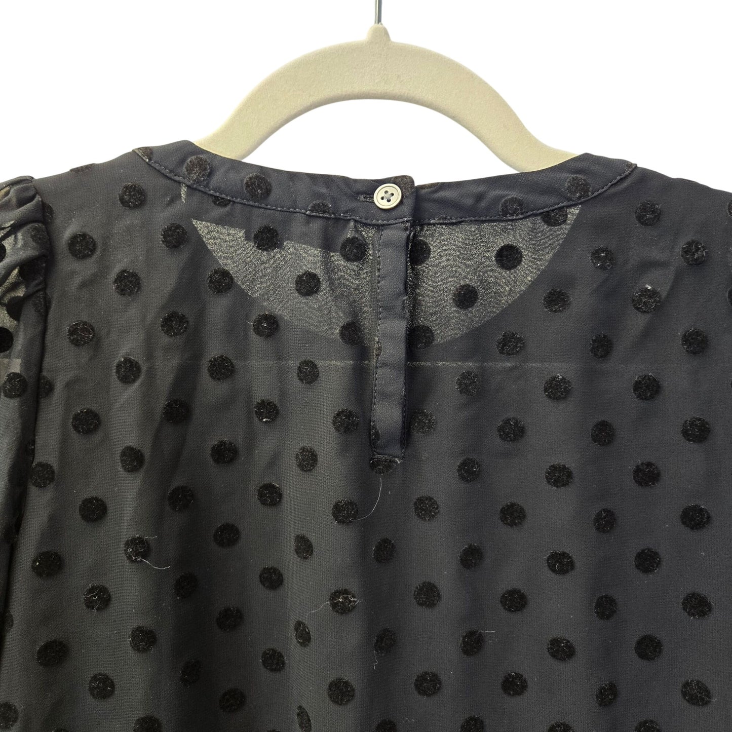 Loft Velvet Polka Dot Puff Sleeve Blouse Size XXSP/XSP
