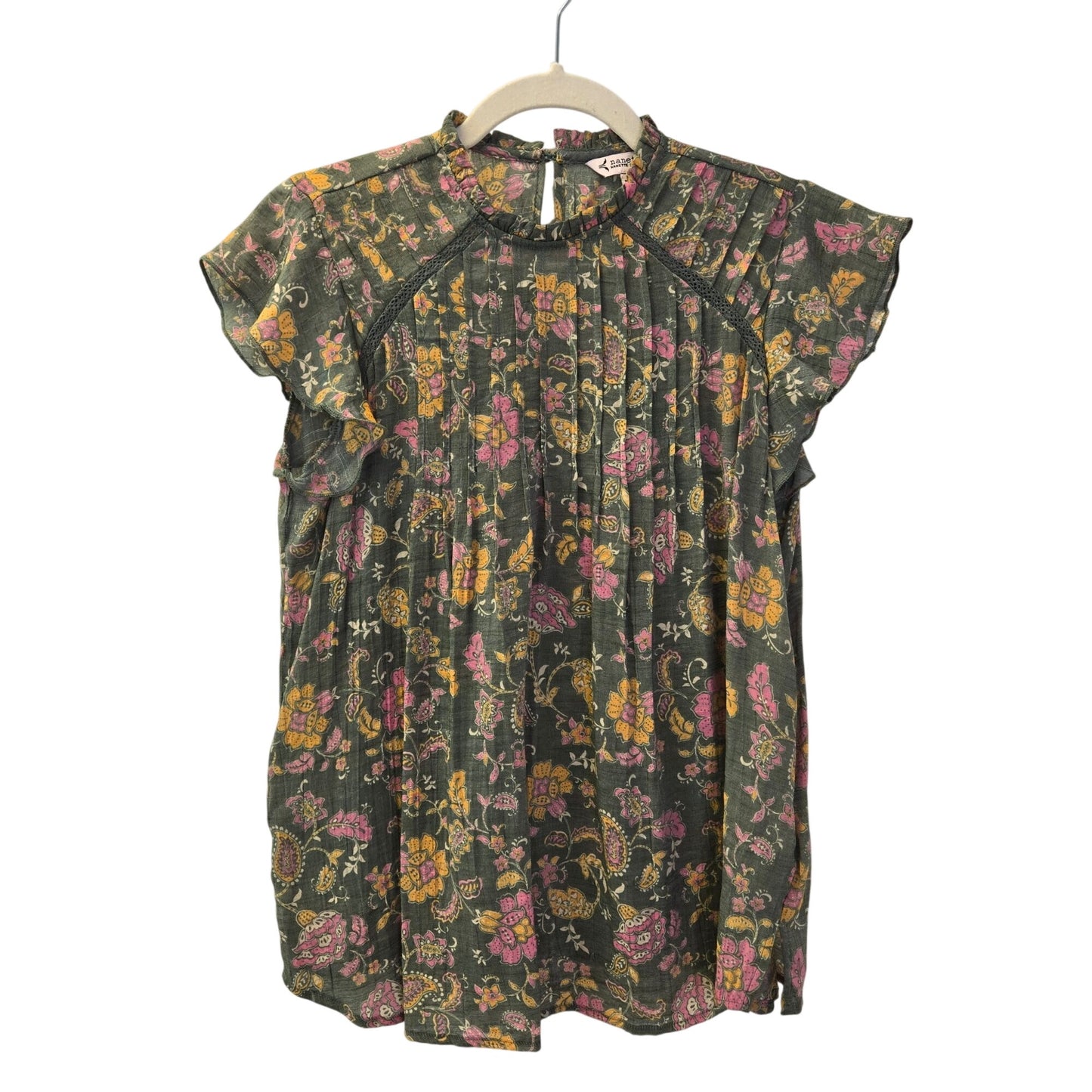 Nanette Lepore Floral Ruffle Cap Sleeve Blouse Size Small
