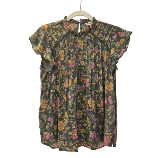 Nanette Lepore Floral Ruffle Cap Sleeve Blouse Size Small