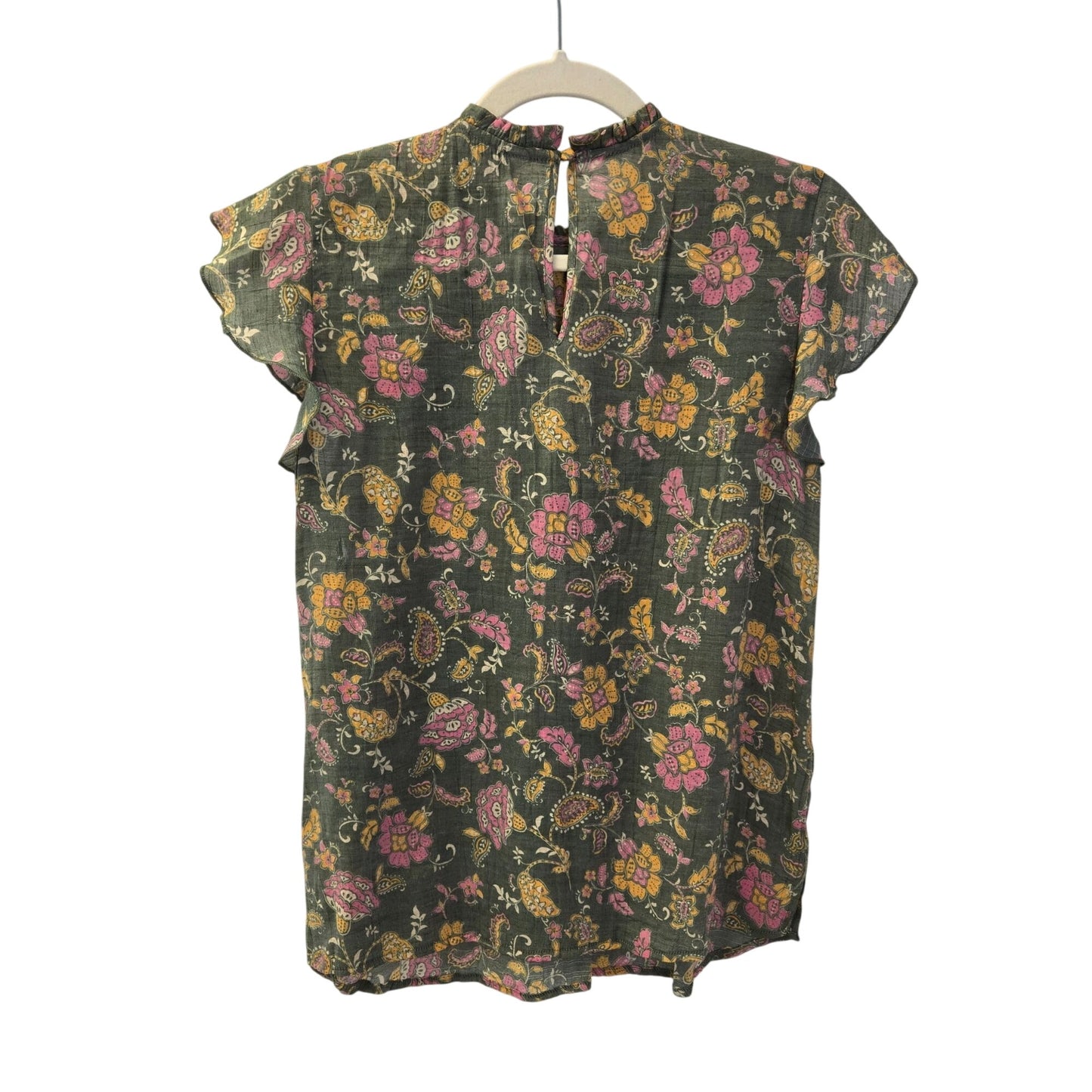 Nanette Lepore Floral Ruffle Cap Sleeve Blouse Size Small