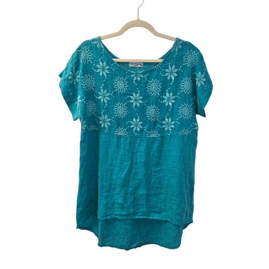 Terzo Millennio 100% Linen Embroidered Oversized Tunic Top Size Small