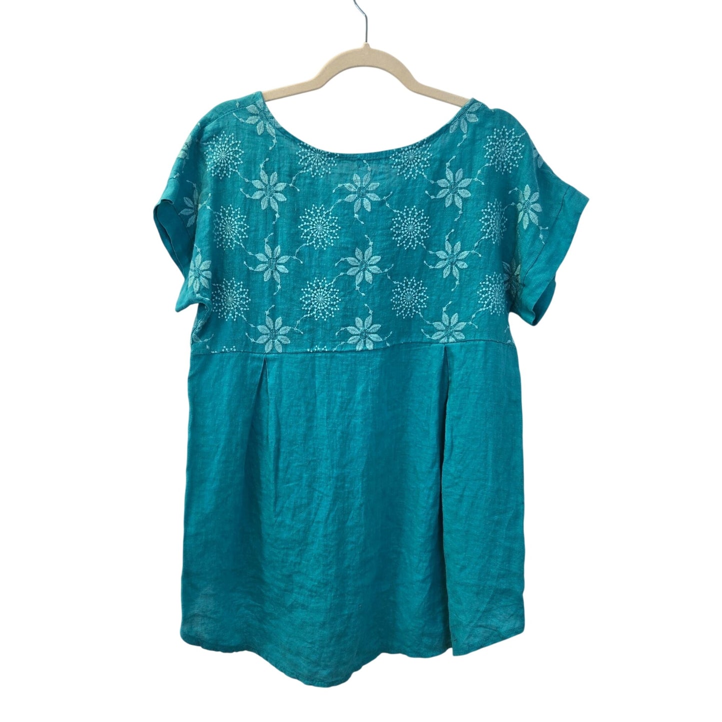 Terzo Millennio 100% Linen Embroidered Oversized Tunic Top Size Small
