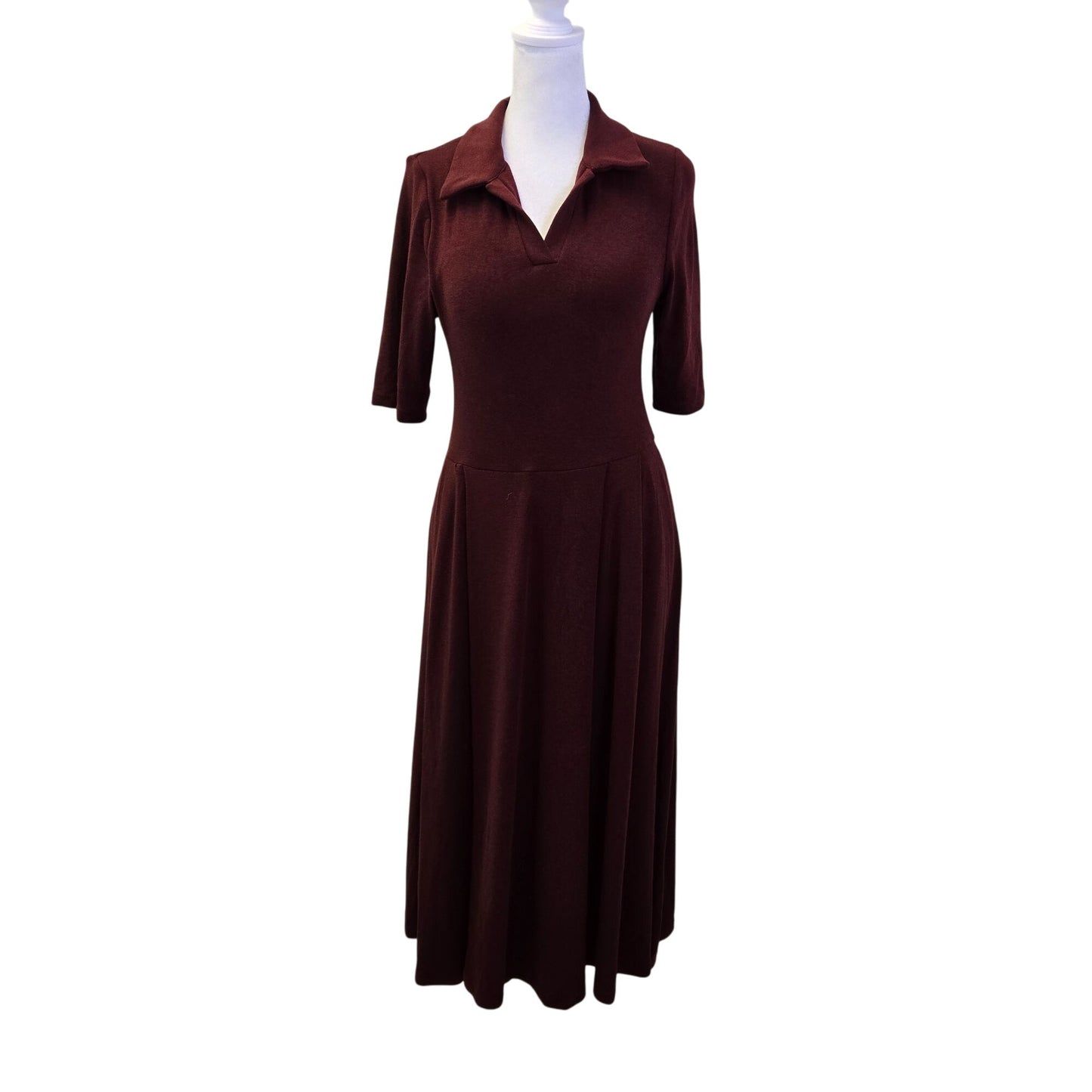 NWT OGL LiteWarm Polo Neck Elbow Length Sleeve Midi Brami Dress Size Medium