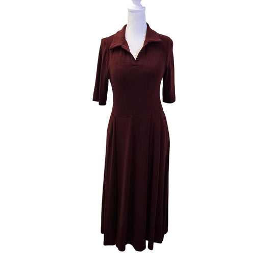 NWT OGL LiteWarm Polo Neck Elbow Length Sleeve Midi Brami Dress Size Medium