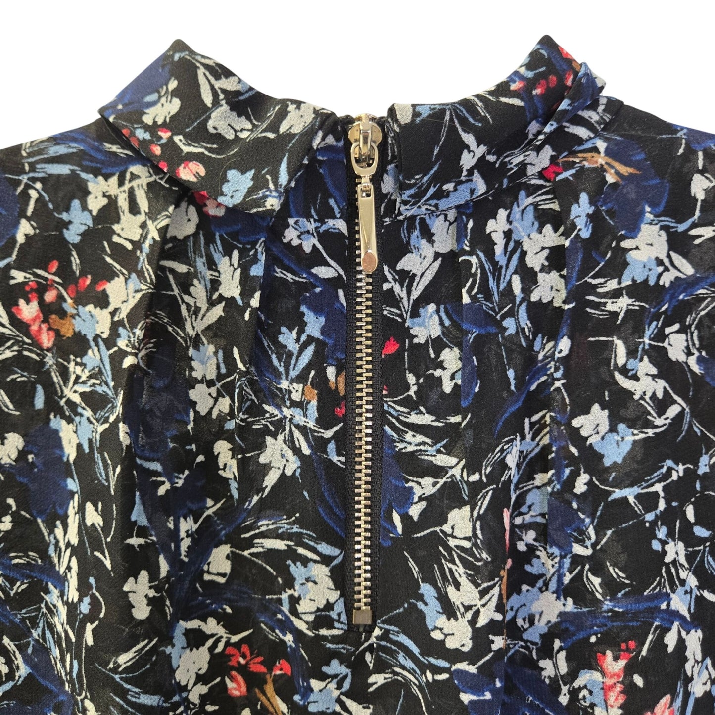 White House Black Market Floral Sleeveless Keyhole Neck Blouse Size 2