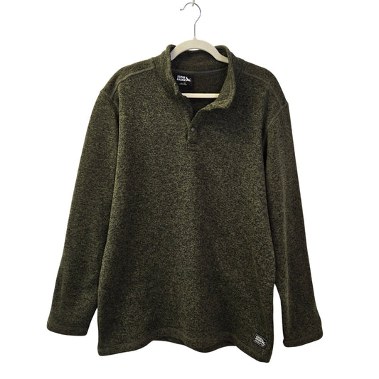 Eddie Bauer Green Heathered Quarter Snap Pullover Fleece Sweatshirt Size XLTall